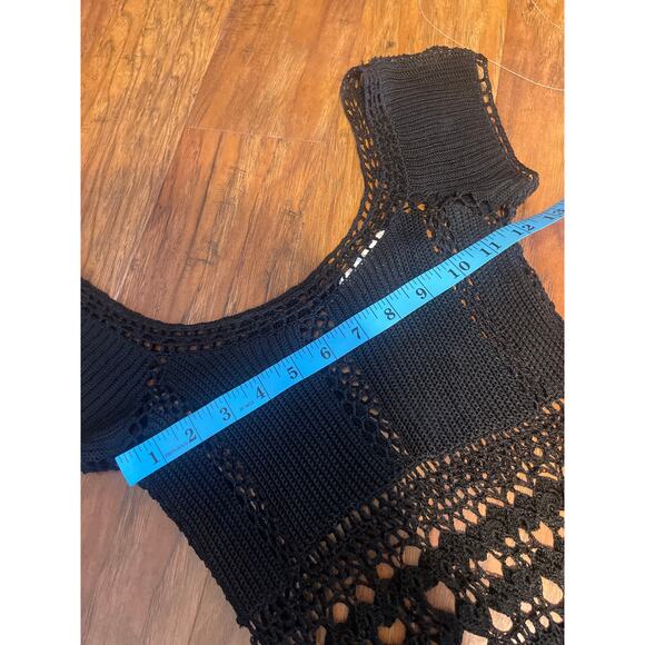 Vintage 90s Y2K HUGO BUSCATI Crochet Dress DARK COTTAGECORE Sheer Knit Fits Sz 0 - Picture 6 of 7